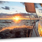 Yacht Sailing in Sea at Sunset Scenery Canvas Wall Art for Living Room Bathroom,Close-up View of Deck Mast Sails Picture Print Artwork Painting Decor,Epic Seascape Scenic Landscape,Inner Frame 30x60