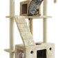 Furhaven 69.3" Tall Cat Tree for Indoor Cats, Ft. Sisal Scratching Posts, 2x Cat Condos, & Toys - Tiger Tough Double Decker Interactive Playground Tower - Cream, One Size