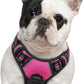 Eagloo Dog Harness Medium Sized Dog, No Pull Service Vest with Reflective Strips and Control Handle, Adjustable and Comfortable for Walking, No Choke Pet Harness with 2 Metal Rings, Rose Red, M