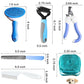 6ps Dog Cat Brush Grooming Kitf, Dog Cat Brushes, Bath Brush, Dematting Rake and Comb, Nail Clipper, Nail File, Flea Comb (Blue 6 Kits)