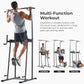 Sunny Health & Fitness Power Tower, Dip Bar, Push-Up & Pull Up Assisting Parallette Station w Optional Rock Climbing Grip Trainer