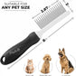 POODLIE Poodle Pet Dog Combs for Grooming Matting - Metal Comb for Dogs with Long & Short Stainless Steel Teeth - Dematting Comb for Cats to Remove Matted Hair & Knots, Black