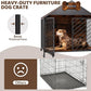 Heavy Duty Dog Crate Furniture for Large Breed - 39.4" Chew-Proof Kennel with Gable Roof, Double Door Escape-Proof Indoor Dog Cage, Rustic Brown