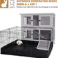 GUTINNEEN Folding Rabbit Hutch Indoor Bunny Cage in No Time Assemble Guinea Pig Cage Rabbit House Movable