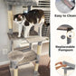 Cat Tree for Large Cats Adult with Metal Plush Big Hammock, 56.3" Cat Tower with 2 Door Condo House, 6-Tier Cat Shelves with Scratching Posts and Large Top Perch, Gray