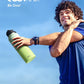 Water Bottle 40 oz Insulated with Straw&Brush, Coolflask Vaccum Stainless Steel Metal 3 Lids Water Flask for Sports, Gym or Office, Keep Cold 48H Hot 24H, Ombre Green