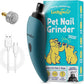 LuckyTail Pet Nail Grinder for Dogs and Cats - Super Quiet and Low Vibration Electric Dog Nail Grinder with 2 LED Lights - USB Rechargeable and Cordless - 2 Speeds - Small to Large Pets - Teal