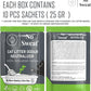 No Sweat Activated Carbon Cat Litter Odour Neutralizer- Made Of Coconut Shell -All Natural - None Chemical,Toxic Ingredients- Non-Scented-Planet Friendly-Disposable 10 Packs in One Box 250 GR