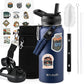 32 oz Insulated Water Bottle with Straw (Cold for 48 Hrs), Stainless Steel Triple Wall Vacuum Sports Water Jug, Leakproof Hydro Cup Flask with Paracord Handle & Straw Spout Lids & DIY Stickers