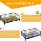 Dog Bed with Rails - Elevated Pet Metal Bed Frame with Solid Wood Board and Washable Soft Mat for Medium Dog Indoor or Outdoor Use, 25.2" x 37.8", Black