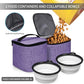 BAGLHER Pet Travel Bag, Double-Layer Pet Supplies Backpack (for All Pet Travel Supplies), Pet Travel Backpack with 2 Silicone Collapsible Bowls and 2 Food Baskets Purple