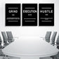 Framed Canvas Wall Art Success Quote, Office Wall Art, Black Large Poster, Positive Motivational Set of 3 Prints, Execute Failure Definition, Inspirational Print (B-3pcs,20x30inchx3pcs)