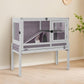 GUTINNEEN Guinea Pig Cage Rabbit Cage Indoor with Chew-Proof Edges, Clean Deep Tray, Leakproof PVC Layer, Small Animals Cage with Adjustable Legs - Grey
