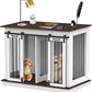 RQZ Double Dog Crate Furniture for 2 Dogs Heavy Duty Wood Dog Cage Table with 2 Sliding Doors and Removable Divider Dog Kennel Indoor for Medium Large Dogs (47" L x 24" W x 35" H)