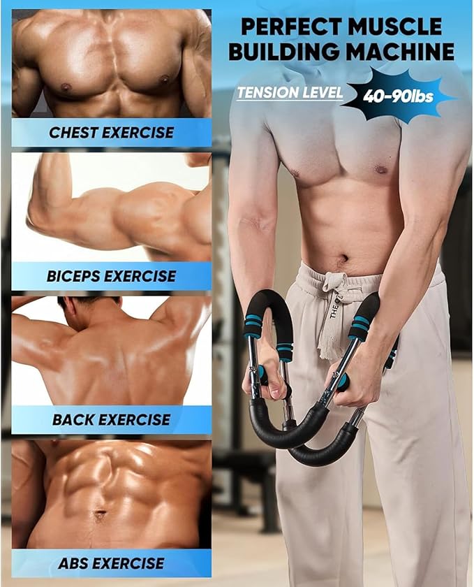 Vedaeyer Twister Arm Trainer, 40-100lb Arm Trainer for Men - Chest/Shoulder/Triceps Workout Equipment, Portable Spring Resistance Home Fitness Equipment, 3-Level Adjustable Design