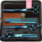 LILYS PET Professional PET Grooming scissors Kit,Coated Titanium,Sharp and Strong Stainless Steel Blade for Dogs Cats Hair Cutting,3 Pieces of Scissors with a Comb and a Case (7.5 inches, Blue)