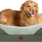 EHEYCIGA Memory Foam Dog Bed for Large Sized, Orthopedic Dog Sofa with Sides and Waterproof Liner, Washable Bolster Pet Couch with Removable Cover, 41x27x7.5 Inch, Green