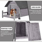 Dog House Outdoor Insulated for Winter, Puppy Kennel with Anti-Chewing Iron Frame, Weatherproof Dog Crate with Insulated Liner for Small Medium Large Dogs (Grey, 45" x 32.9" x 32.6")