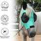 Horse Fly Mask with Ears - Large Eye Space for Full Vision, Breathable Stretch Comfort Fit, UV Protection, Forelock Opening, Easy Pull-On Green Cob