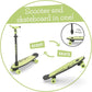 Chillafish Skatieskootie Customizable Training Skateboard and Lean-to-Steer Scooter with Detachable Stability Handlebar, Ages 3+