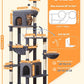 Taoqimiao 83In Heavy Duty Cat Tree, Suitable 20lb+ Large Cats, XXL-Cat Tower for Indoor Cats Large Adult, 2 Luxurious Cat Cando with 8 Scratching Posts,Oversized Metal Hammocks,Smoky Gray MS032G