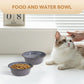 5.5inch Ceramic Set of 2 Dog and Cat Bowls, 2pcs Basic Food and Water Dishes for Puppy, Kitty, Wide Opening Rounded Edge (2 Bowls, Reactived Glaze -Grey)