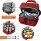 opux Lunch Bag Women Insulated, Adult Lunch Box Cooler, Lunch Box for Men, Dual Compartment Lunchbox for Work, Leakproof Double Decker Lunch Bag, Soft Lunch Pail Tote Girls Boys Kids School, Red