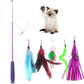 Cat Toy Wand, Interactive Feather Teaser Cat Toys Set, Retractable Cat Fishing Rod with 5pcs Refills (Purple)