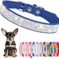 Rhinestone Dog Collar for Small Dogs, Bling Diamond Fancy Crystal Glitter Pretty Jewel Pet Puppy Collars for XXS XS Small Medium Large Breed Girl Dogs Female Cats Kitten, Blue L