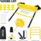 Soccer Training Equipment, Speed Agility Training Equipment for Kids Youth Adults, 20ft Agility Ladder, 4 Hurdles, Jump Rope, 12 Soccer Cones, Running Parachute, Football Training Equipment