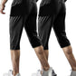 Men's Capri Pants 3/4 Joggers Gym/Workout/Hiking Below Knee Long Shorts Lightweight Quick Dry with Zipper Pockets