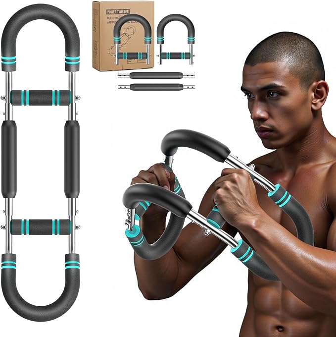 Twister arm Trainer, Adjustable Resistance Chest Workout Equipment,Forearm Power Exercise bar , pectoralis spinalis Device, Portable Detachable Design
