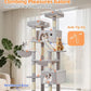 Taoqimiao Cat Tree 71-Inch, Cat Tower for Indoor Cats Large Adult, Multi-Level Large Cat Condo, 8 Sisal Scratching Posts, Metal Frame Cozy Hammock, Scratch Board, 2 Top Perches, Light Gray MS026LW