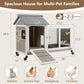 76''L Rabbit Hutch Outdoor Indoor with Wheels, Wooden 2 Story Bunny House Rabbit Cage with Run, Waterproof Roof, Pull Out Tray, Guinea Pig Cage Chicken Coop for Small to Medium Pets