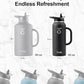 Trebo 40oz Water Bottle Insulated with Handle, Stainless Steel Metal Large Jug,Travel Flask with Straw Spout Lid,Mug Tumbler Cup with Carry Pouch,Keep Cold Hot, Indigo Black