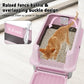 RIZZARI Stainless Steel Cat Litter Box, Semi-Closed Litter Box with High Edges, Large Odorless Litter Pan with for Small to Large Cats (Pink with Deodorizer, 2 Pack)