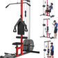 LAT Pulldown Machine, Multi-Functional Cable Machine with High and Low Pulley Station, Row Cable Machine Home Gym with Leg Support, Tricep Workout Equipment