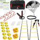 Agility Ladder Speed Training Equipment Set-2x 20ft Agility Ladder,12 Soccer Cones,4 Adjustable Hurdles, Jump Rope, Running Parachute| Basketball Football Soccer Training Equipment for Kids Adults