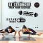 Zonon 3 Pieces Gym Wall Decal, Be Stronger Than Your Excuses, No Pain No Gain Beast Mode Inspirational Quotes Vinyl Wall Art Fitness Exercise Wall Sticker for Gym Office Home Decor
