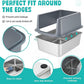 Litter Box with Lid, Stainless Steel Litter Box, 12" Metal Litter Pan High Sides, Small Litter Tray for Kittens, Cat Litter Tray Covered Grey, Easy Clean