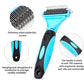 3-in 1 Dog & Cat Grooming Supplies- Self-cleaning Slicker Brush, Deshedding Rake Comb, And Finger Toothbrush For Dogs & Cats | Perfect For Pet Grooming Kit, Dematting And Dental Tool (blue)