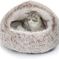 CATISM Plush Hooded Cat Bed, Calming Nest, Self-Warming Cave, Cozy Pod for Indoor Cats or Small Dogs, Removable Washable Cove With Non-Slip Bottom