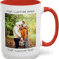 Personalized Coffee Mug – Custom Photo, Text, or Logo Ceramic Mug Tea Cup | Taza Personalizada with Picture or Message | Customized Gift Idea for Men & Women, Mom, Dad, Friends - White/Red | 15oz