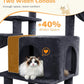 Cat Tree Large Cat Tower Tree 68" Multi-Level Cat Tower for Indoor Cats with Sisal Scratching Posts, Widen Cat Perche, Square Hammock, 2 Widen Condos, Scratching Posts, Grey