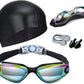 Swim Goggles Swimming Goggles No Leaking with Nose Clip, Earplugs, Swim Cap and Case for Men Women