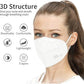 LEMENT 50PCS KN95 Face Mask 5 Layer Breathable with Elastic EarLoops Cup Dust Safety Masks White