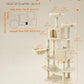 Feandrea Cat Tree, 66.1-Inch Large Cat Tower with 13 Scratching Posts, 2 Perches, 2 Caves, Basket, Hammock, Pompoms, Multi-Level Plush Cat Condo for Indoor Cats, Beige UPCT165M01