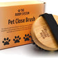 The Buddy System Pet Close Brush, Soft Touch Oval Palm Brush - Bamboo Massage Handheld with Soft Boar Bristles and Elastic Band for Dogs and Cats