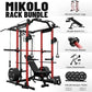 Mikolo Power Cage, Power Rack with Cable Crossover System, 1500LBS Squat Rack with LAT Pull Down System, Workout Cage with Pulley System for Fitness Home Gym