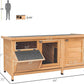 PawHut Wooden Rabbit Hutch Bunny Hutch Cage Guinea Pig with Waterproof Roof, No Leak Tray and Feeding Trough, Indoor/Outdoor, Natural